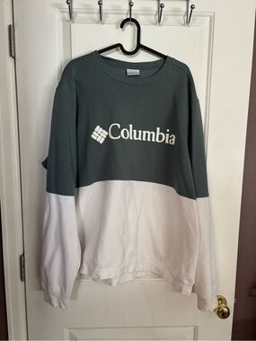 Columbia Two-Tone Crewneck Sweatshirt - Slate Green & White Size XL
